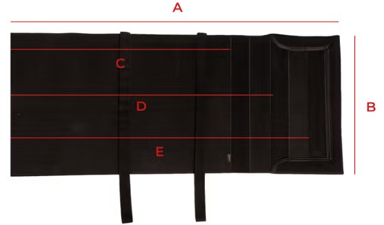 Illustratie van de maattabel voor Respectband paard Kentucky
