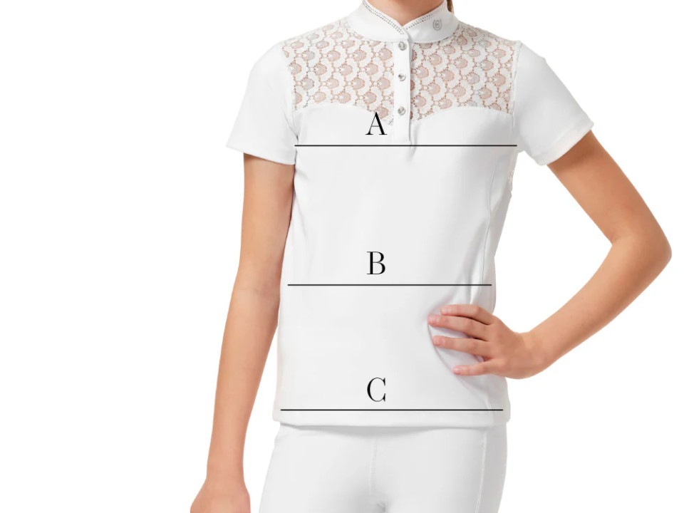 Illustratie van de maattabel voor Polo's, t-shirts en overhemden Equestrian Stockholm