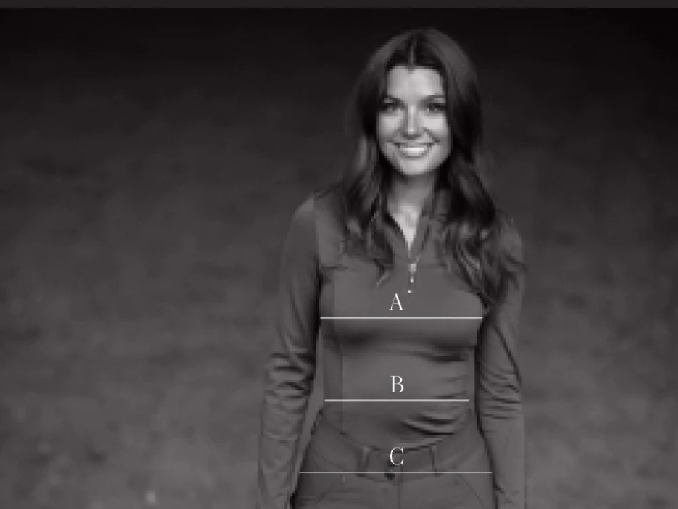 Illustratie van de maattabel voor Polo's, t-shirts en overhemden Equestrian Stockholm