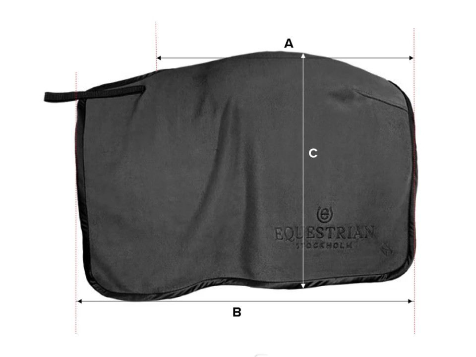 Illustration du guide des tailles pour Couvre-rein cheval Equestrian Stockholm